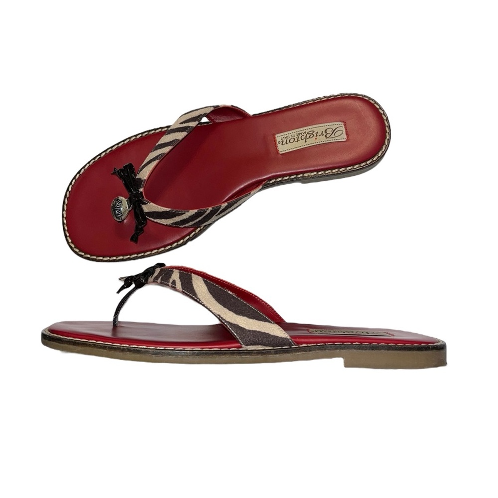 Brighton "Ofelia" Zebra Print Leather Thong Sandals